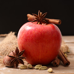 red apple and spices