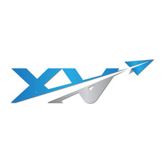 Fototapeta na wymiar XV initial letter logo origami paper plane