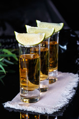 tequila gold with a slice of lime
