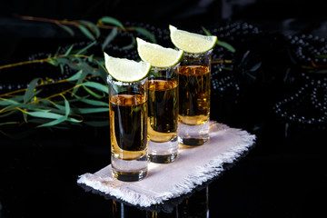 tequila gold with a slice of lime