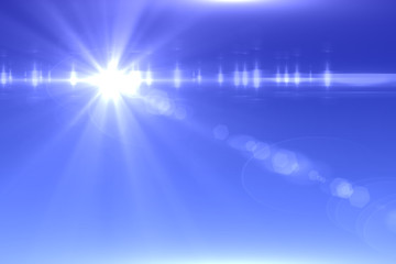 Sun burst and blue sky