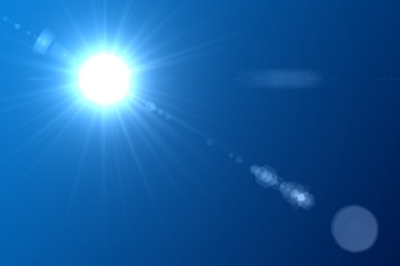 Sun burst and blue sky