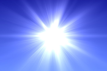 Sun burst and blue sky