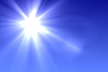 Sun burst and blue sky