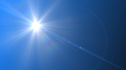 Sun burst and blue sky