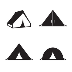 Tourist tent icons set