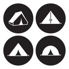 Tourist tent icons set