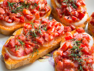 teatime sandwiches with sausage and tomatoes