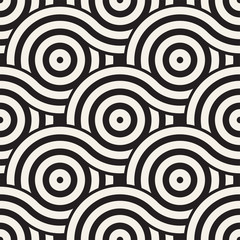 Obraz premium Vector seamless geometric pattern composed with circles and lines. Modern stylish rounded stripes texture. Repeating abstract background