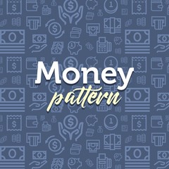 Money pattern illustration with vector outline simple flat icons on texture background