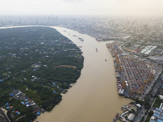 Aerial view of industrial port at Thailand