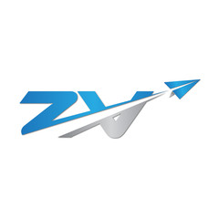 Fototapeta na wymiar ZV initial letter logo origami paper plane