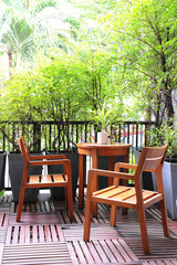 wood furniture stand on the terrace