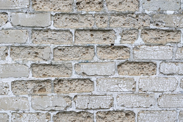 Detailed  texture. Grungy brick wall. Vintage background.