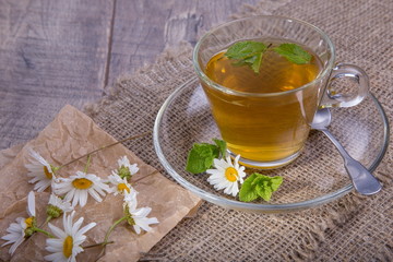 Chamomile tea. Rustic style