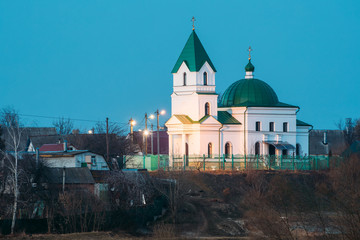 Fototapeta na wymiar Gomel, Belarus. Church Of St Nicholas The Wonderworker In Lighting