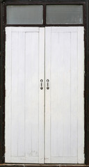 Wooden white door.