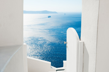 White architecture on Santorini island, Greece.