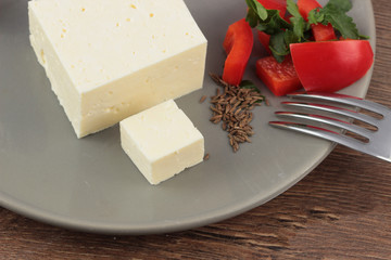 Preparing breakfast with cheese