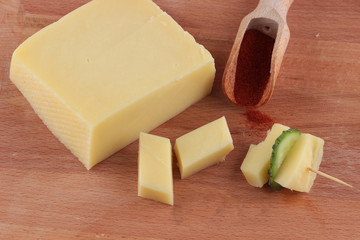 Preparing breakfast with cheese