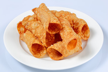 homemade deep fried cannoli, close up