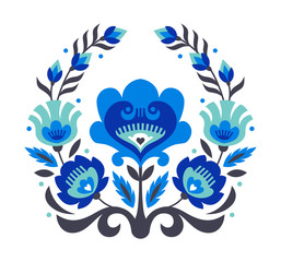 blue folk flowers