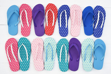 colorful sandals isolated on white background