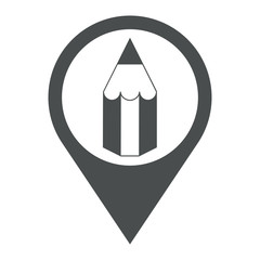 Icono plano localizacion lapiz gris