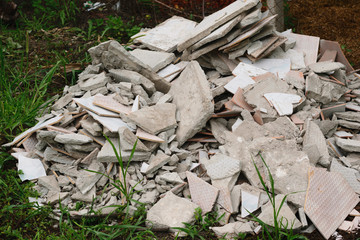renovation debris discarded in the nature - pollution - vandalism