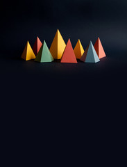 Colorful abstract geometric shape figures still life. Three-dimensional pyramid prism rectangular...