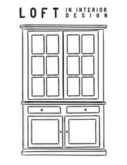 Wardrobe. Outline. Loft in interior design eps 10 illustration