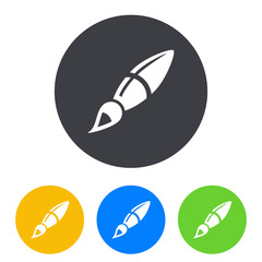 Icono plano pincel en circulo varios colores