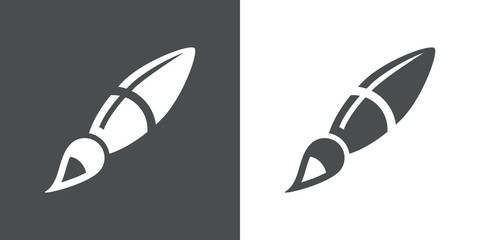 Icono plano pincel gris y blanco