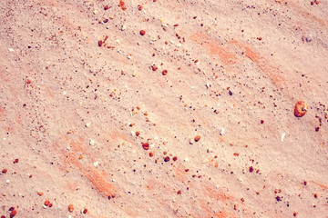 Red pebbles in the sand