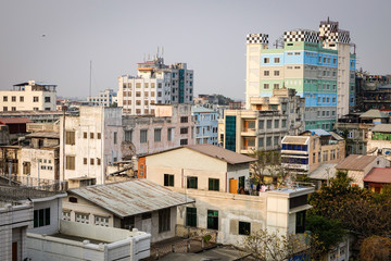 Fototapeta na wymiar Buildings at downtown in Mandalay, Myanmar