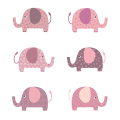 Elephants cartoon illustration set
