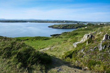 Fototapeta na wymiar Coast line of Baltimore, the main village in the parish of Rathmore and the Islands, the southernmost parish in Ireland. 