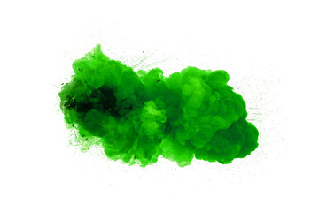 Abstract green explosion with sparks isolated on black background
