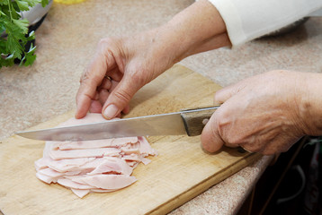 Ham chopping detail