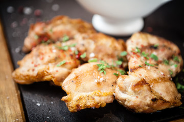 Chicken thighs with sauce