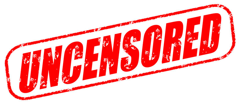 uncensored red stamp on white background