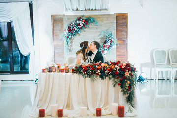 Wedding couple on the celebratory Banquet