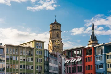 Stuttgart Rathaus Marktplatz Deutsche Stadt Angenehmer Sonniger Tag Blauer Himmel Europäische Landschaft Bunt © hunterbliss