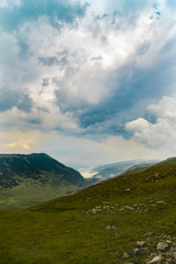 Beautiful mountain scenery with clouds above