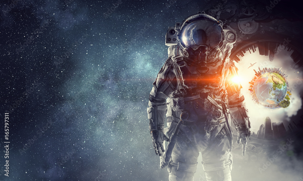 Canvas Prints astronaut explorer in space. mixed media