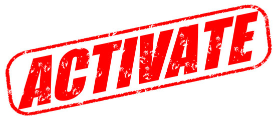 activate red stamp on white background.