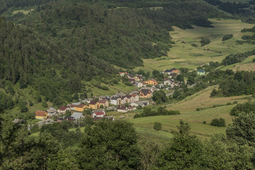 Fototapeta na wymiar Sunny summer day over Lesnica village