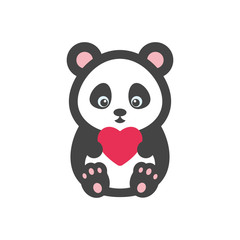 Panda bear with heart vector illustration
