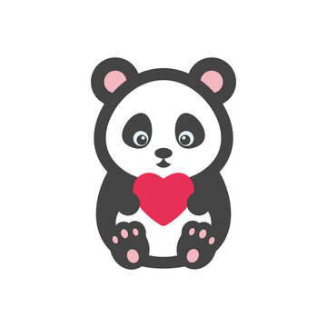 Panda bear with heart vector illustration
