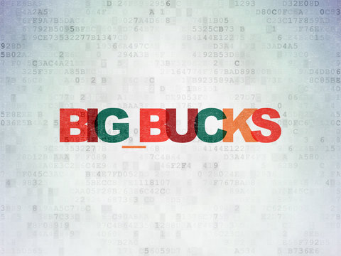 Finance concept: Big bucks on Digital Data Paper background